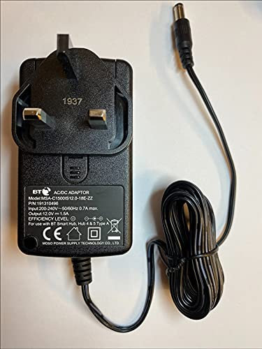 Replacement for 12V 1.5A AC-DC Adaptor Power Supply for BT Smart Hub 6 Type A Router