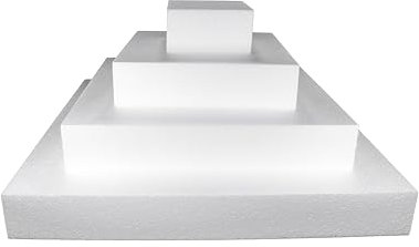 DecoPorex - Kit base à gâteau de forme carrée (10/20/30/40 cm) en polystyrène Gâteau porex carré (carré 4 hauteurs)
