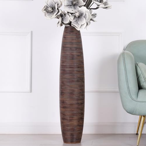 Leewadee Große Bodenvase 85 cm Polyresin für Pampasgras & Trockenblumen