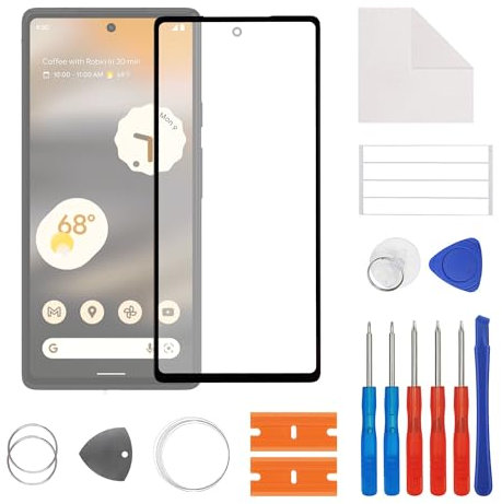 SwarKing Display Glass Frontglas Außenglas Outer Screen Lens Ersatz Kompatibel mit Google Pixel 6A mit Reparatur Set