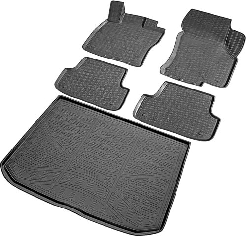 RECAMBO Gummimatten & Kofferraumwanne Set passend für Audi A3 8V + Sportback | ab 2012> - 100% passgenaue Auto Fußmatten und Kofferraummatte aus hochwertigen rutschfesten TPE - Schwarz
