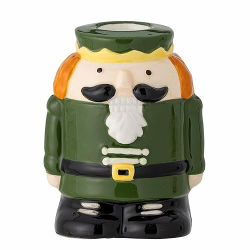 Bloomingville Feast - Portacandele a forma di schiaccianoci in gres verde, altezza: 9 cm