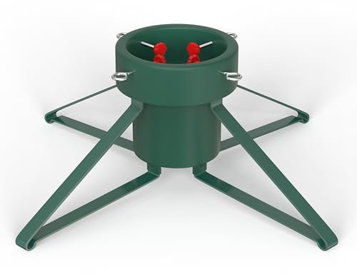 Real Christmas Tree Stand Fits Trees up To 2.3M Tall Diameter up to 12cm Xmas Tree Holder with 2L Reservoir Real Tree Base Clamp Pot Base for Home & Office, Maximum 8ft Christmas Trees Green