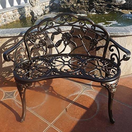 TangXiaoQi Gartenbank, Metall Aluminium Rose, passend für Garten Veranda Park Front Veranda Balkon im Freien (Antik)