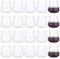 LOLYSIC 20 Pcs Clear Ribbed Unbreakable Plastic Wine Cups - 400ml/14oz Stemless Plastic Wine Glasses for Whisky, Champagne, Juice, Picnic, Outdoor
