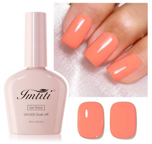 Imtiti Smalto gel corallo chiaro, 1 pezzo smalto gel UV LED rosa corallo, lunga durata, nail art manicure fai da te a casa per la primavera e l'estate (10ML-956)