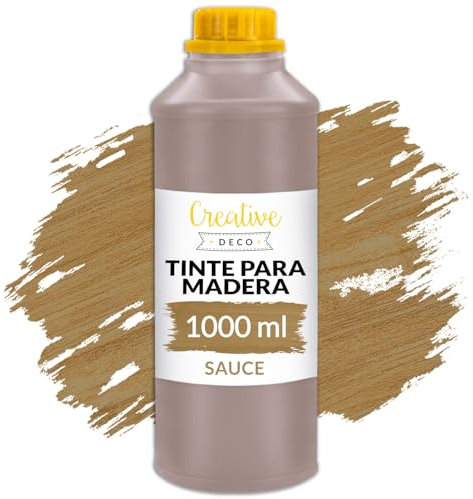 Creative Deco Mordente per Legno a Base d'Acqua | Colore Salice | 1L | Vernice a Rapida Essiccazione | Non Tossica | per Pannelli Legno, Cemento, Mattoni, Carta da Parati | Efficienza anche al Esterno