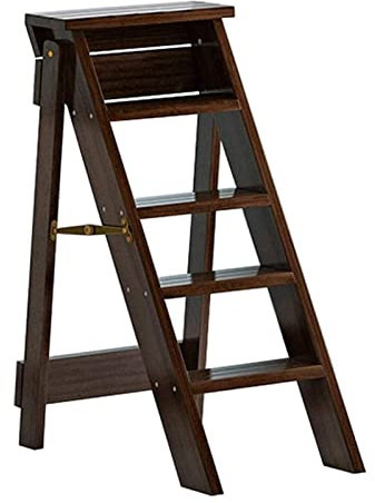 Escabeau pliable portable en bois de pin naturel pour la maison, la cuisine, le jardin, léger et peu encombrant