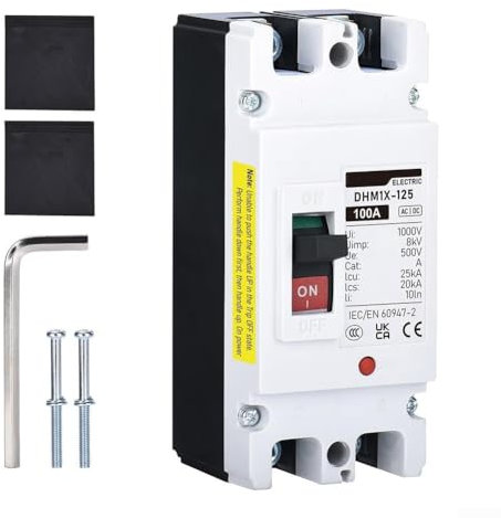 DC Trennschalter, PV MCCB DC Trennschalter 2P DC500V/AC480V PV Kompakter Leitungsschutzschalter Isolationsschaltung für Solaranlage (100A)