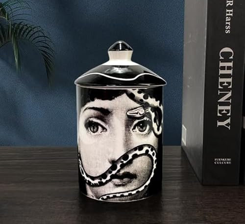 Italienischer Kerzenhalter, handgefertigt, moderne Kunstvase mit weiblichem Gesicht, Aromatherapie-Glas, elegante Tischdekoration für Zuhause oder Büro. (Pretty Face)