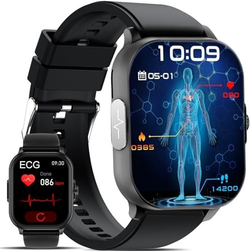 Smartwatch ECG+HRV/πliππmπ’π Orologio 2.0124h Pressione Sanguigna arteriosa/Acido Urico/Lipidi/Telefono/Sonno/SpO2/Cardiofrequenzimetro,IP68 iOS Android Fitness Tracker fitness Uomo Donna 2025