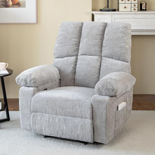 HOMYEDAMIC Fernsehsessel mit liegefunktion,Relaxsessel mit Leinenoptik,Sessel liegesessel bis 150 kg belastbar,für Wohnzimmer, (Grau, Kleine)