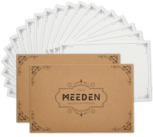 MEEDEN Blank Watercolor Paper Postcards: 15x10cm Watercolor Post Cards | 20 Sheets Cotton Watercolour Postcards 140lb/300 Gsm Hot Press Art Painting Paper for DIY Mailing Invitations Greeting