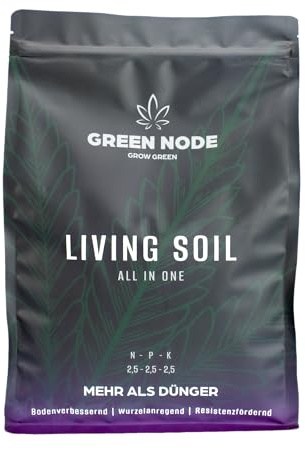 GREEN NODE© Living Soil | Komplettversorgung für deine Pflanze | Mikroorganismen & Pilzsporen | Wurzelanregend | Resistenzfördernd | Bodenverbessernd | NPK Dünger | Substratzusatz für mind. 60L Erde