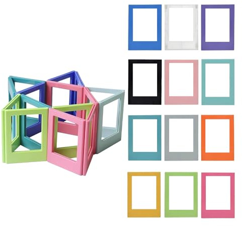 NCZCDZSW Magnetischer Mini-Bilderrahmen, 12 Stück Mini Fotorahmen Magnet Bilderrahmen, Bunte 3-Zoll Kreative DIY Picture Frame Veränderbare Kombination