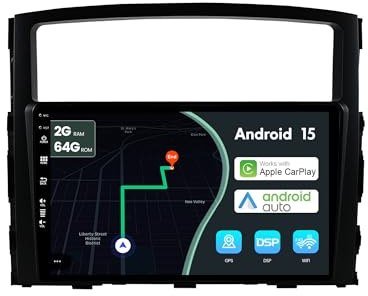 MSD 9 Pulgada 2G+64G Autoradio para Mitsubishi Pajero 4 V80 V90 (2006-2014) | Android 15 GPS Navigation Radio | CarPlay Android Auto Dab Dual-Band WLAN Volante DSP | Cámara | 2 DIN IPS-2.5D Pantalla