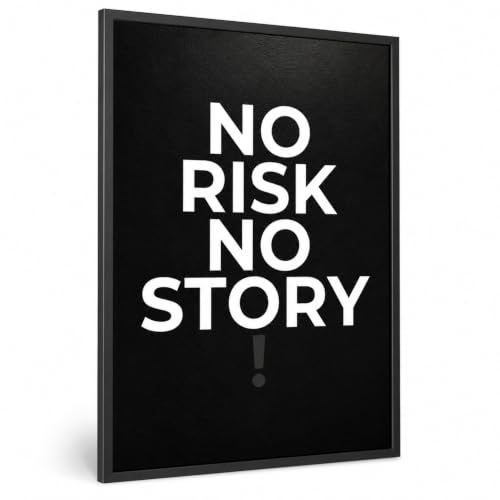 CLEAN SPORTS Motivations Poster NO RISK NO STORY Din A1 (59,4 x 84,1 cm) Schwarz Weiß – Motivation für Büro, Homeoffice, Startup & Fitnessraum – Inspirierendes Wandbild für Unternehmer | Ohne Rahmen