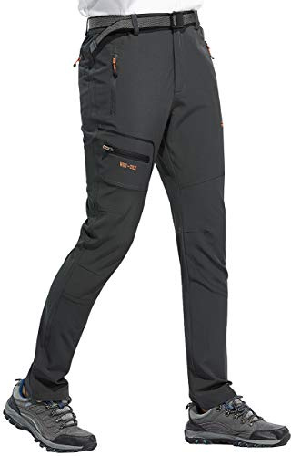 DAFENP Pantalones Trekking Hombre Impermeable Pantalones de Trabajo Montaña Senderismo Alpinismo Ligero Secado Rápido Transpirable Aire Libre KZ1603M-Grey-L