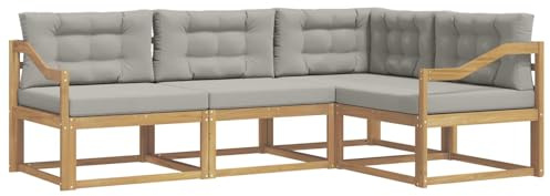 vidaXL Outdoor-Sofagarnitur 3 pcs Weiß und Hellgrau Polyester, Anpassbare Gartenmöbel, modernes Patio-Sofa, gemütliche Sitzgruppe, wetterfest und robust