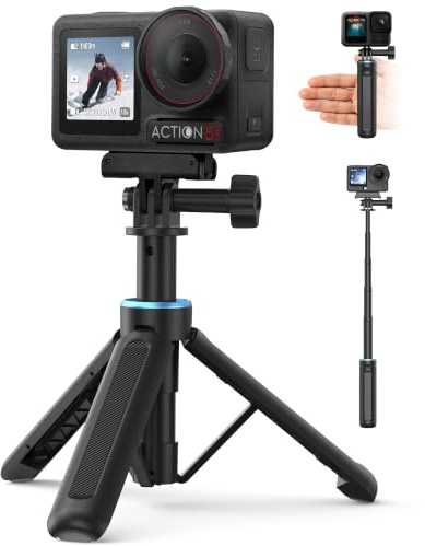 14.5/37cm Mini Selfie Stick Tripod Kit, for DJI Osmo Action 5 Pro/4/3, GoPro Hero 13/12/11/10/9/Max2, Portable Vlog Handle Grip w Magnetic Quick-Release Adapter Mount, Action Camera Accessories