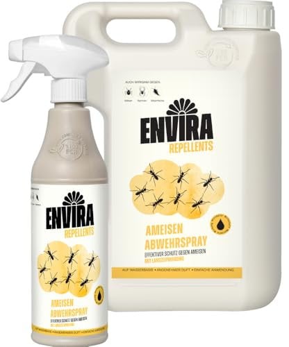 Envira Ameisenspray 500 ml + 2L - Spray mit Langzeitwirkung gegen Ameisen, Wegameisen, Pharaoameisen - Mittel für Wohnung, Balkon, Terrasse, Garten - Ameisen loswerden