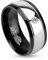 Autiga Damen Herren Ring Edelstahl Partnerring Ehering Zweifarbig Zirkonia Kristall schwarz-Silber 70 - Ø 22,20 mm 8 mm