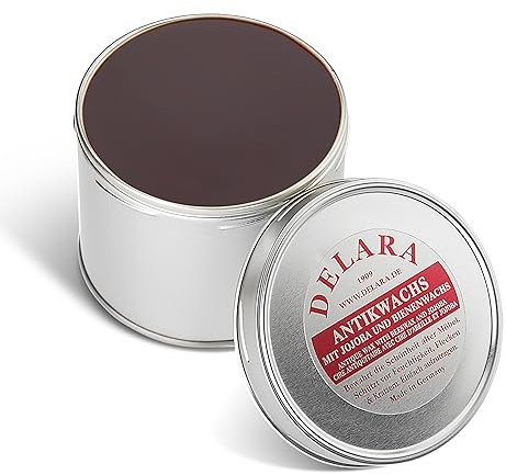 DELARA Antikwachs mit Jojoba und Bienenwachs, schützt antike Möbel vor Austrocknung und Oxidation, braun - 500 ml