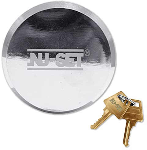 NU-SET 2-7/8 Inch Heavy Duty Solid Steel Hockey Puck Padlock with Hardened Reinforced Shackle for Superior Cut Resistance.Hidden Shackle Design Resists Pulling and Prying, Chrome Finish, 5373-3, Gray