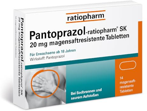 Pantoprazol-ratiopharm SK 20 mg magensaftresistente Tabletten: Säureblocker bei Sodbrennen, 14 Tabletten
