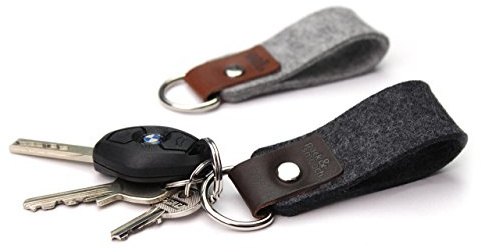 Pack & Smooch Selby Schlüsselanhänger Filz Anthrazit/Braun | 100% Wollfilz & Pflanzlich gegerbtes Leder | Handgefertigt in Hamburg
