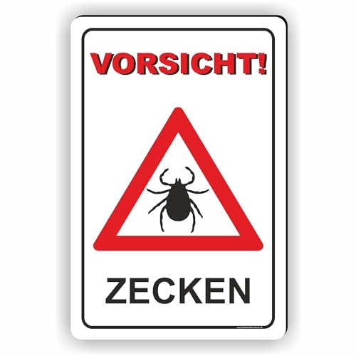 VORSICHT ZECKEN SCHILD/ZECKENGEFAHR/ZECKENGEBIET/T-005 (20x30cm Schild)