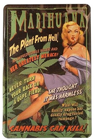 unbekannt Tin Sign Retro Blechschild 20x30 cm Marihuana Cannabis Joint Pin up Girl Plakat Bar Kneipe Geschenk