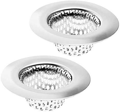 2 Pack - 2.25 Top / 1 Basket- Sink Strainer Bathroom, Utility, Slop, Laundry, RV and Lavatory Sink Drain Strainer Hair Catcher. Stainless Steel - Hilltop Products