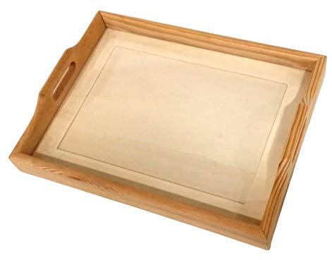 Bandeja para labores. Rectangular. En Pino en Crudo, se Puede Pintar. Medida Exterior (Ancho/Fondo/Alto): 43 * 33 * 7 cms. Medida Interior passepartout 33 * 23 cms