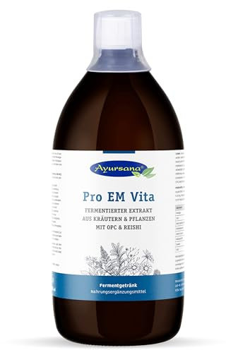 Ayursana Hinoki Pro EM Vita 1000ml, Probiotikum für die Darmflora mit 24 Bakterienstämmen & 21 Pflanzenextrakten, mit OPC & Reishi angereichert, probiotischen Nahrungsergänzungsmittel