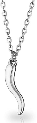 inSCINTILLE Halskette Damen Edelstahl Glückshorn mit verstellbarer Kette (Silber)