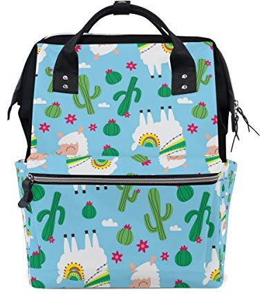 MONTOJ Smiling Happy Lama und Kaktus Canvas Reisetasche Campus Rucksack