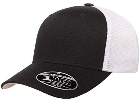 Flexfit Herren 110 Mesh Trucker-Mütze, Schwarz/Weiß, Einheitsgröße