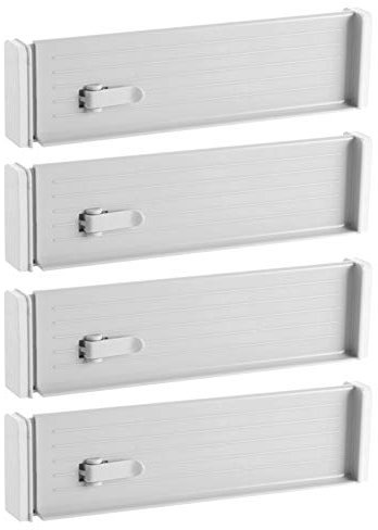 HAC24 4er Set Schubladenteiler Verstellbar Schubladen Organizer Kunststoff Weiß Schubladeneinteiler Schubladentrenner Schubladeneinsatz