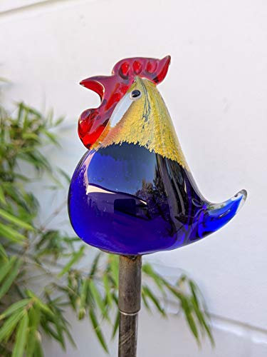 Zen Man Gartenstecker Rost Beetstecker Garten Glaskugel Glasdeko B7 H108cm aus Glas, Metall