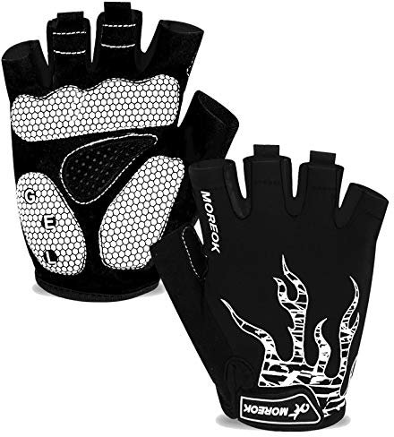 BIKINGMOREOK Fahrradhandschuhe Radhandschuhe Herren Damen Halbfinger Atmungsaktiv Radsporthandschuhe,5MM SBR Gel Stoßdämpfende MTB rutschfeste Mountainbike Handschuhe Unisex-Weiß-XL