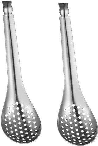 TOYANDONA Friteuse Moule Quenelle 2 Pièces en Acier Cuiller à Fentes, Fendue à Badigeonner Cuillères pour Cuillère de Service (6. 6 Pouces) Cuillère Perle Moléculaire Buffet Cuisine