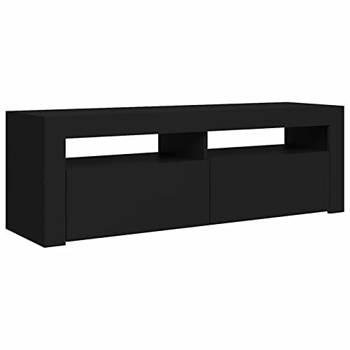 Gawany TV Schrank mit LED-Leuchten Lowboard Fernsehschrank Fernsehtisch Sideboard HiFi-Schrank TV Möbel Tisch Board Schwarz 120x35x40cm