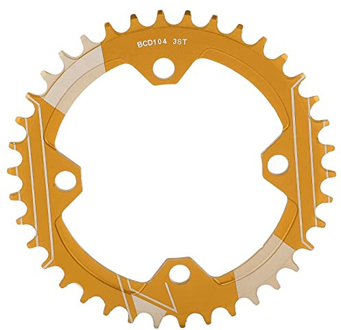 Narrow Wide Kettenblatt, Lebycle 104 Mm BCD Mountainbike Narrow Wide Kettenblatt Aluminiumlegierung 38T Narrow Wide Einzelkettenblatt(38T Gold) Fahrräder