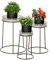 Outsunny Blumenständer 3er Set aus Metall Pflanzenständer Set Blumenhocker Blumentopfhalter Pflanzenhocker für Blumentopf Stapelbar Kaffee+Silber