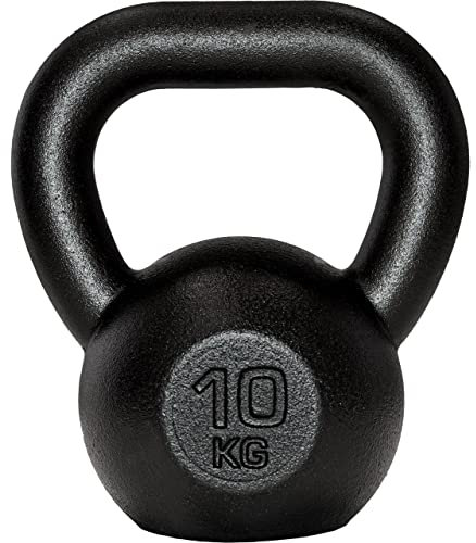 ScSPORTS® Kettlebell - 8/10/12/16 kg, Gusseisen, Ergonomischer Griff, Langlebig, Robust, Schwarz - Kugelhantel, Kugelgewicht, Schwunghantel, Rundgewicht für Gym (A) 10 KG)