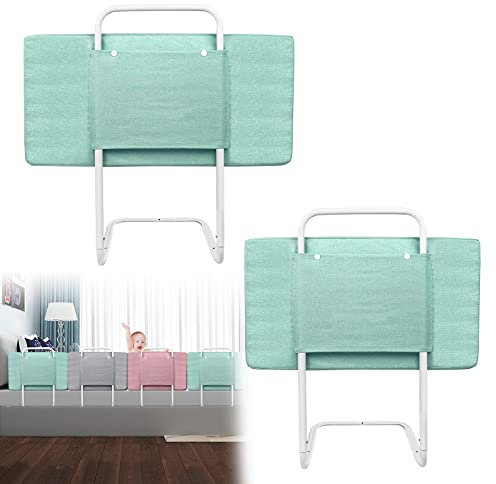 AufuN Ausfallschutz Kinderbett Bettgitter, 5-Loch höhenverstellbar, Fallschutz, Baby-Sicherheitsgitter mit Abnehmbar und Waschbarer Reißverschluss für Familienbett und Kinderbett (120cm,Grüner See)
