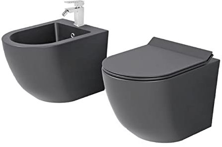 NEW BENT GREY- SANITARI SOSPESI SENZA BRIDA FORMA ARROTONDATA GRIGIO OPACO