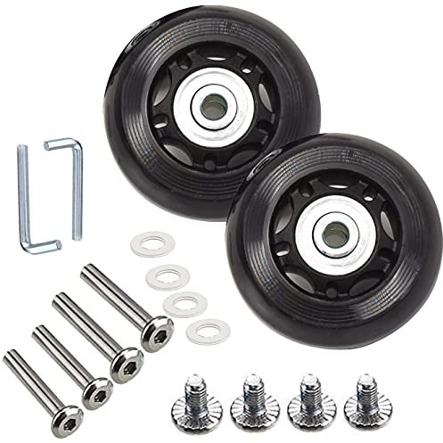 Koffer Gepäckrad Ersatzset Universal Gummiräder Schwenklager Werkzeug (2er Set), Schwarz, 80 x 24 mm