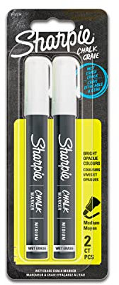 SHARPIE Kreidemarker | feucht abwischbare Kreidestifte | weiß | 2 Stück